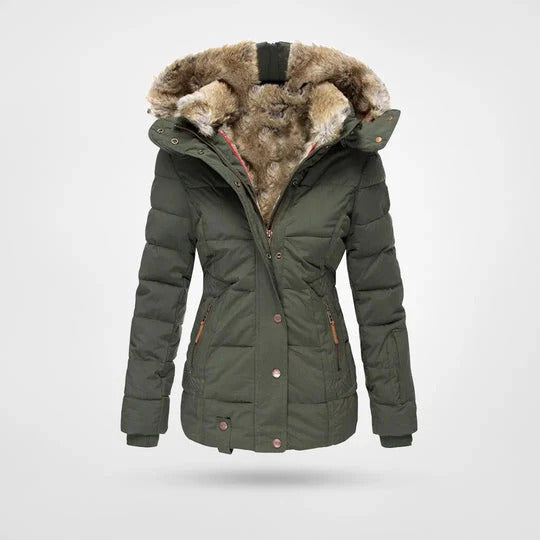 Veste d'hiver chaude avec col en fourrure