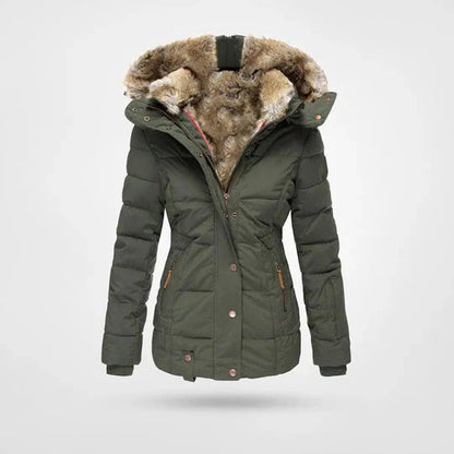 Veste d'hiver chaude avec col en fourrure