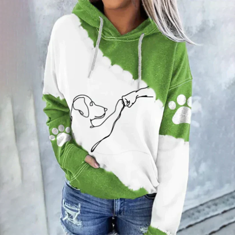 Sweat-shirt à capuche stylé avec motif chien tendance