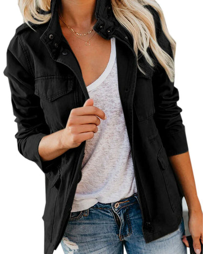 Veste moderne pour femme avec fermeture éclair et poches