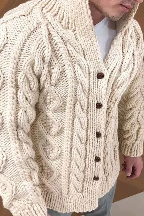 Cardigan Homme Chaud Torsades Tricot épais