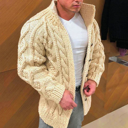 Cardigan Homme Chaud Torsades Tricot épais