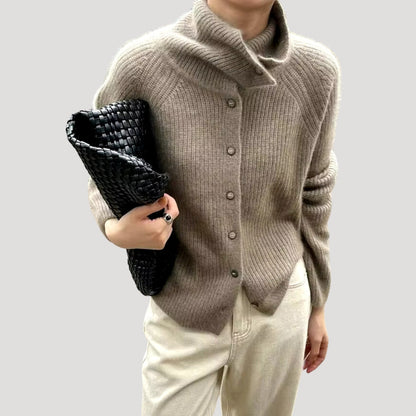 Gilet long en grosse maille à manches longues avec boutons pour femme