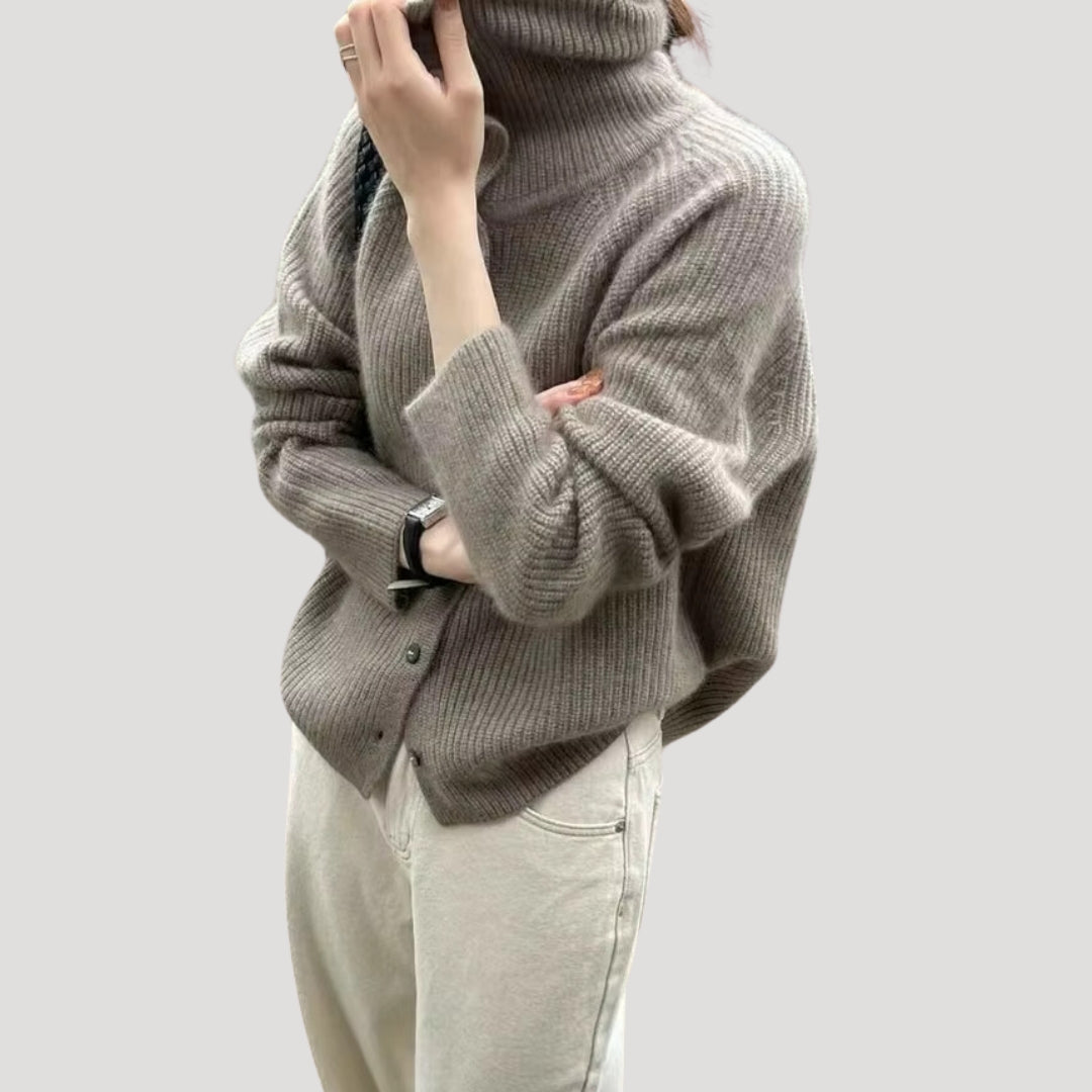 Damen Cardigan Grobstrick Langarm mit Knöpfen - IdealeKleiden