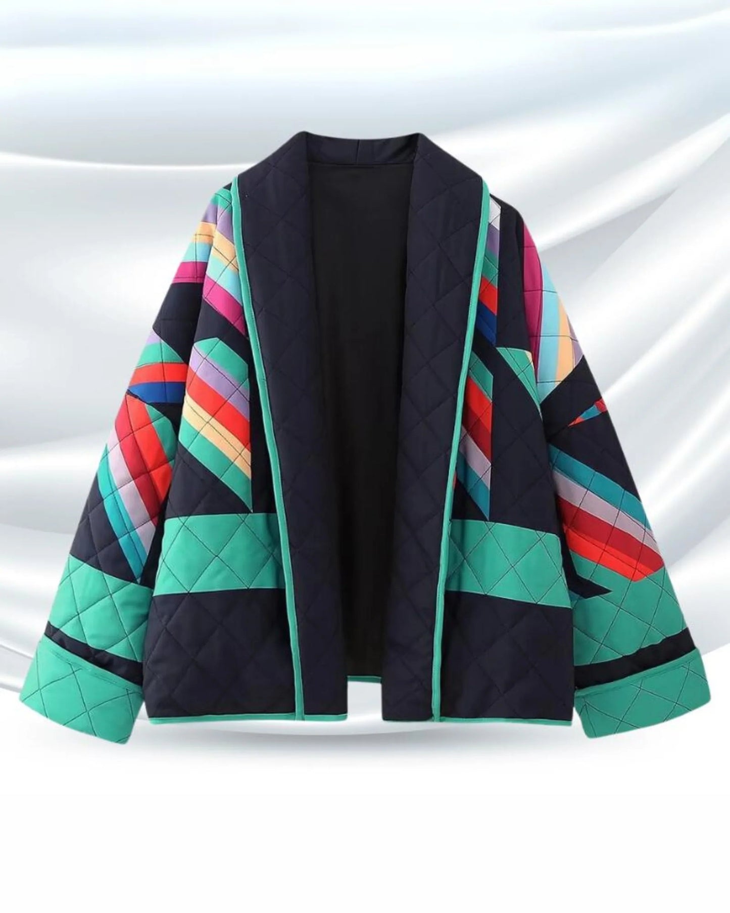 Veste oversize femme style vintage à motifs colorés