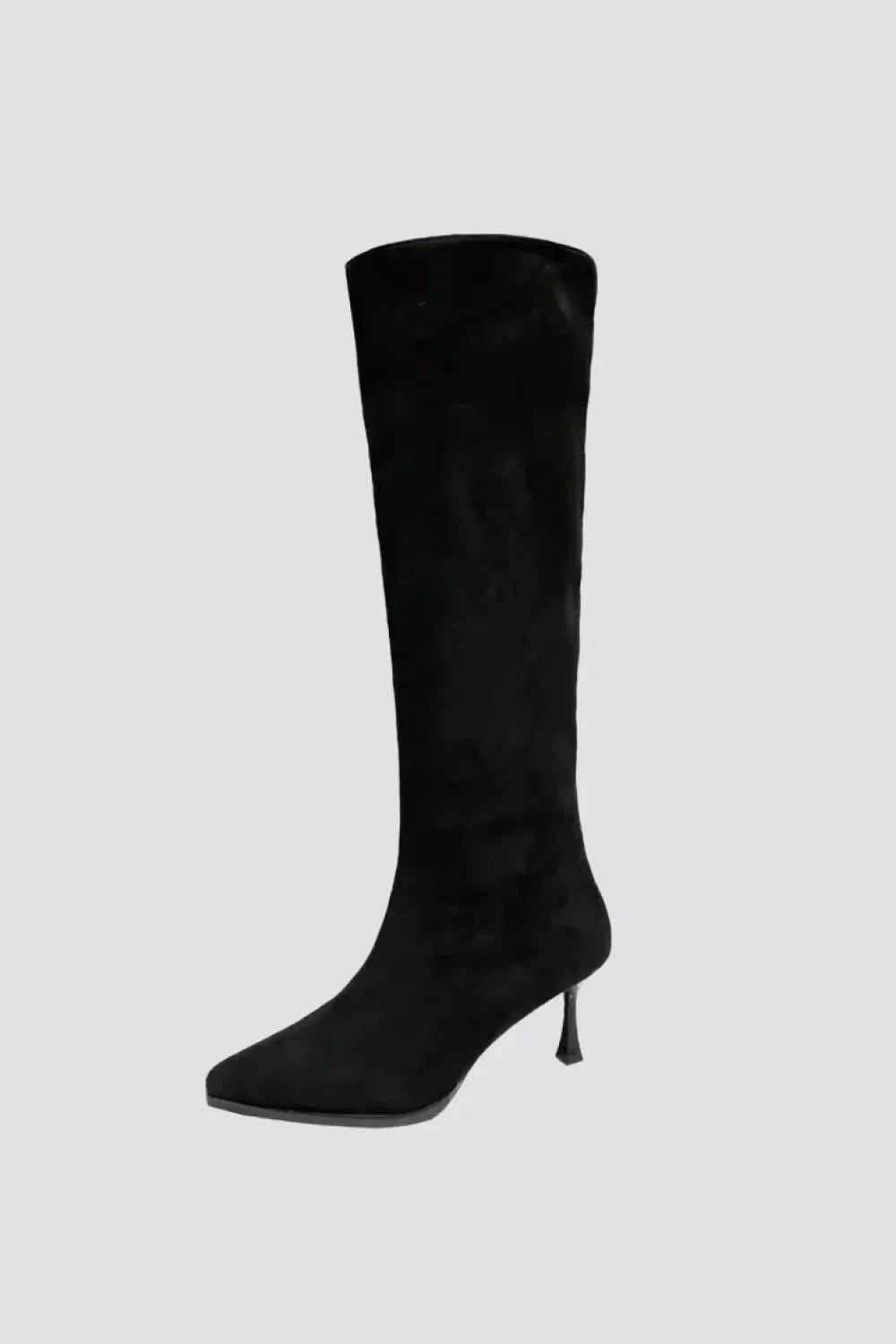 Bottes élégantes à talons hauts pour femme, hauteur genou, noires