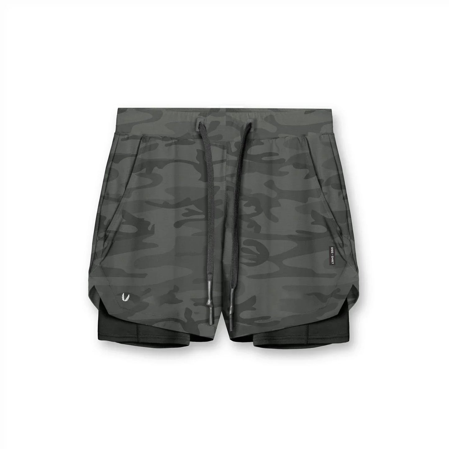 Shorts de course pour hommes 2-en-1 avec cordon de serrage