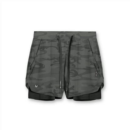 Shorts de course pour hommes 2-en-1 avec cordon de serrage