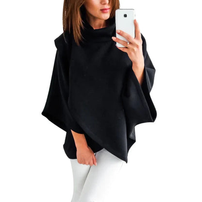 Pull poncho col roulé moderne femme