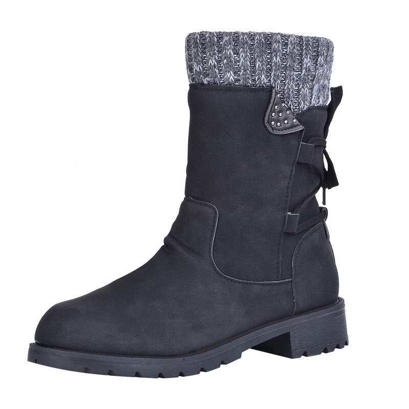 Bottes élégantes femme design rétro boucle en métal