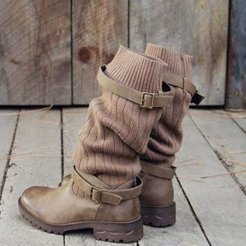 Bottes d'hiver Doublure en laine Aspect cuir