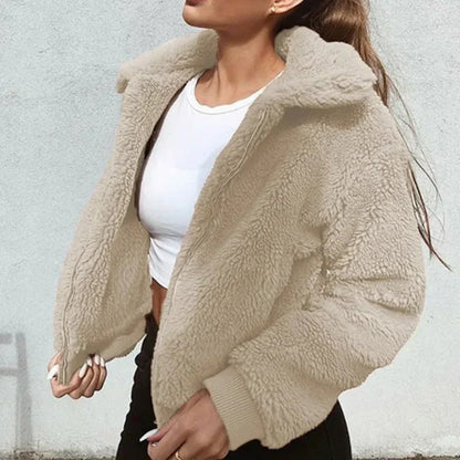 Manteau Teddy Oversize Polaire Doux Fermeture Éclair