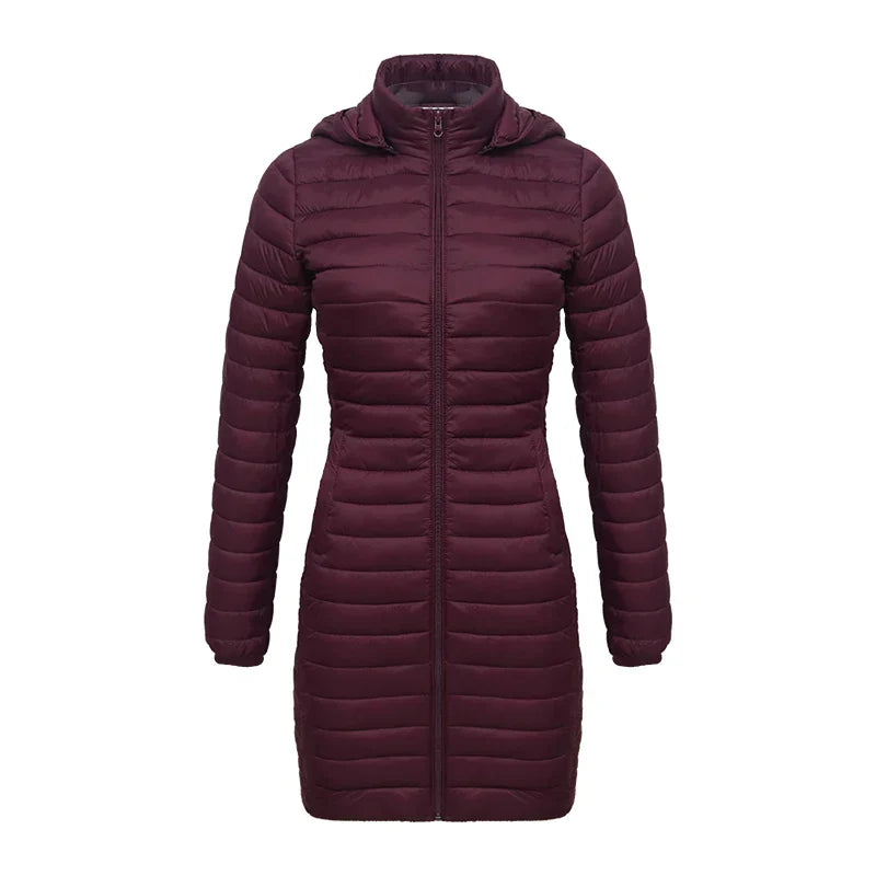 Veste d'hiver ajustée, fermeture éclair, capuche, coton