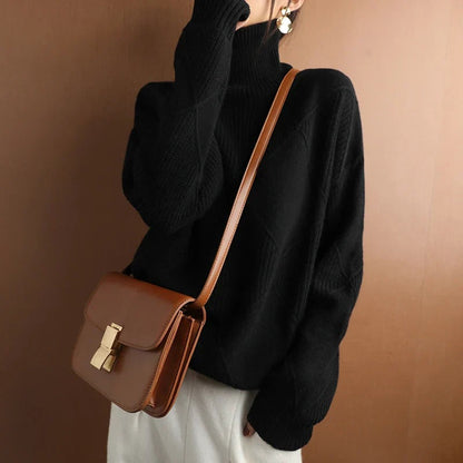 Pull en cachemire doux Col roulé Écharpe femme