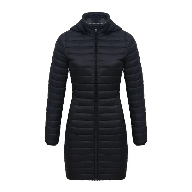 Veste d'hiver ajustée, fermeture éclair, capuche, coton