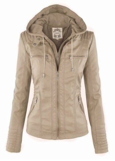 Blouson en cuir femme moderne avec capuche