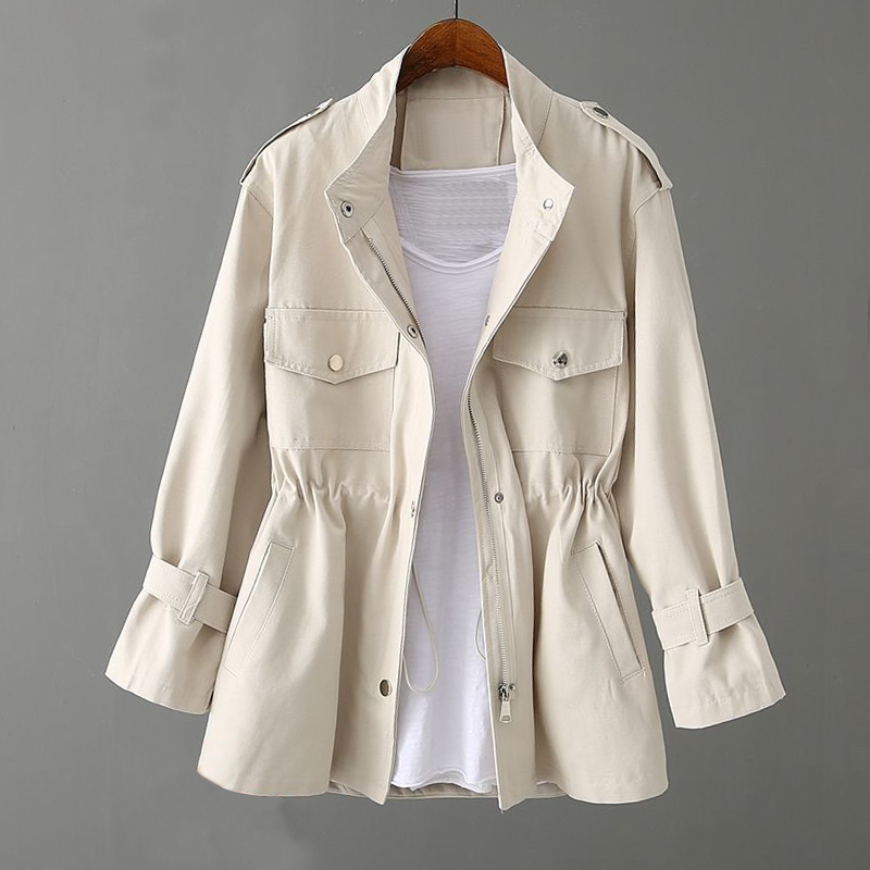 Veste simple pour femme avec cordon de serrage et motif uni