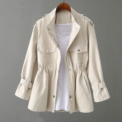 Veste simple pour femme avec cordon de serrage et motif uni