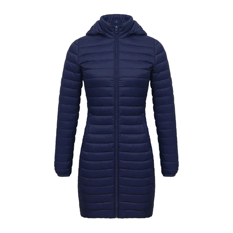 Veste d'hiver ajustée, fermeture éclair, capuche, coton