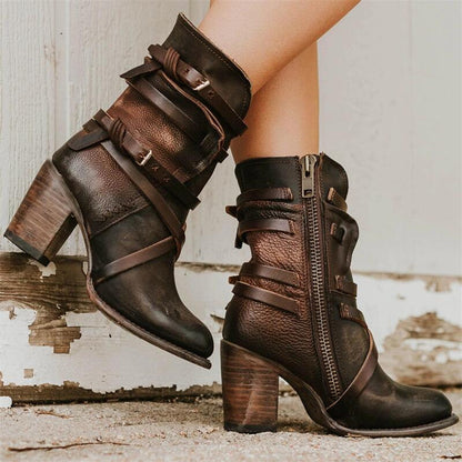 Bottes d'hiver élégantes en cuir pour femme