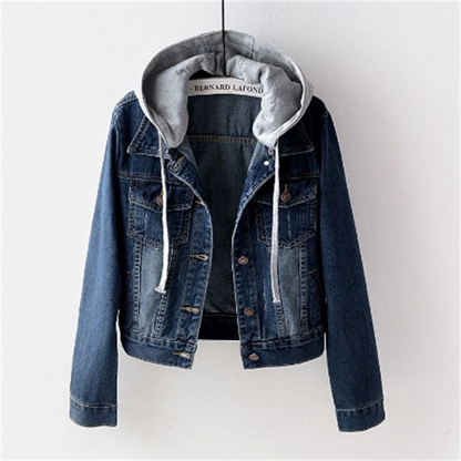 Veste en jean pour femme Chic d'automne Capuche amovible