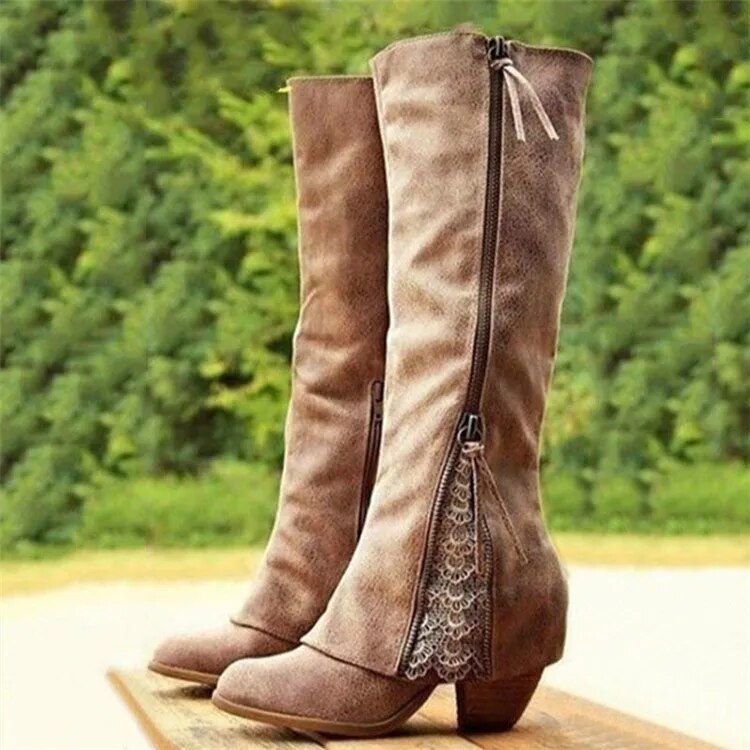 Bottes élégantes Vintage à talons hauts
