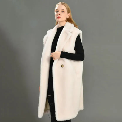 Gilet Teddy femme doux sans manches pour l'hiver