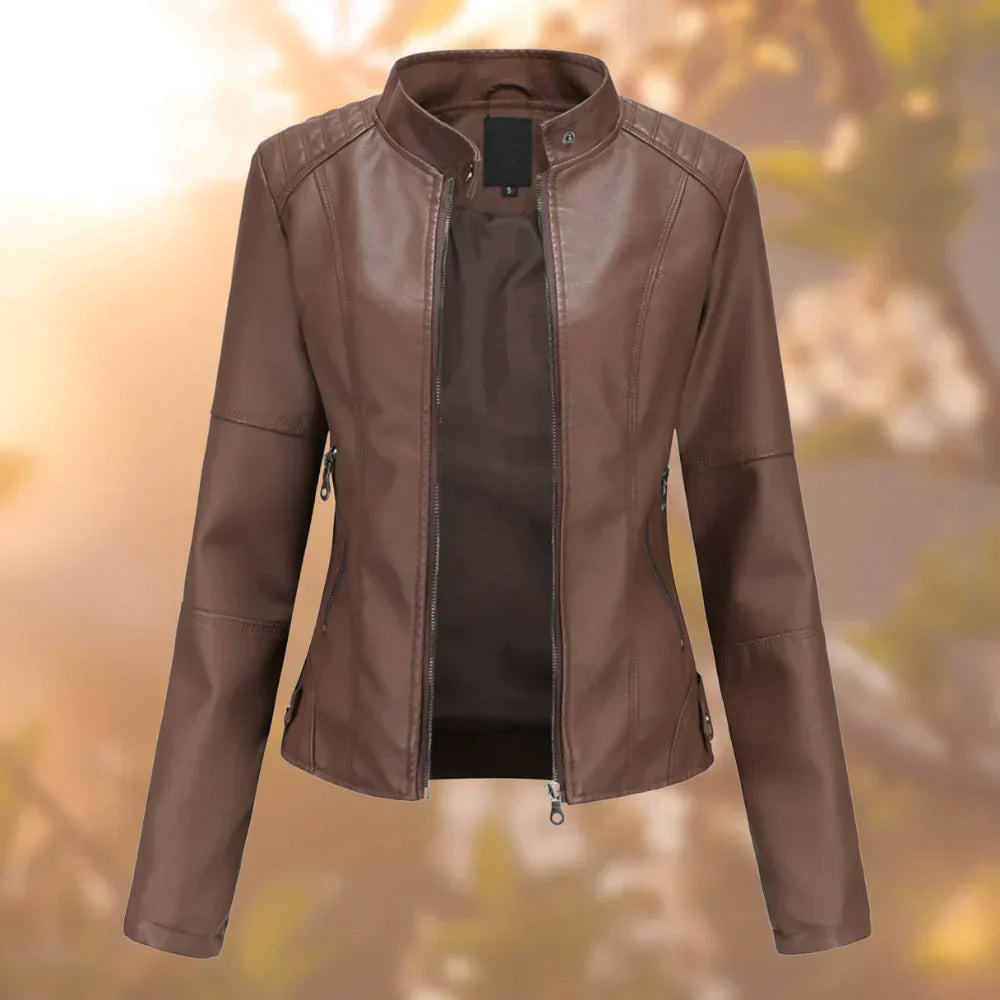 Veste en Cuir Femme Élégante Noire