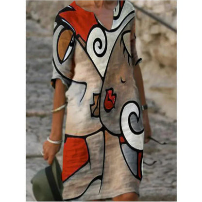 Robe manches longues pour femmes, motif moderne