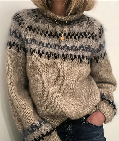 Pull doux à col roulé femme en laine islandaise