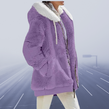 Veste oversize femme en teddy-peluche manteau chaud d'hiver