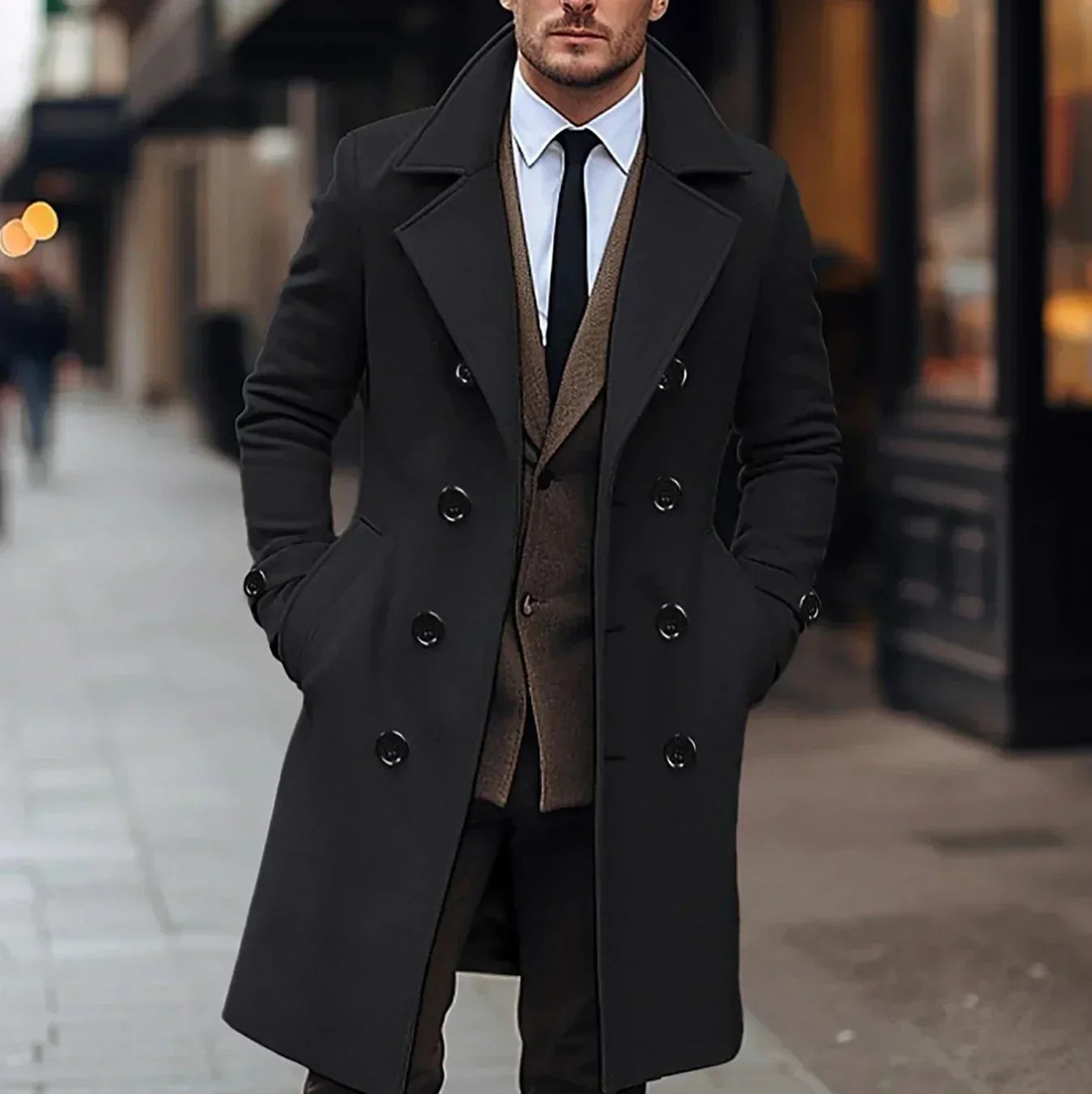 Manteau en laine pour homme Chaud Hiver