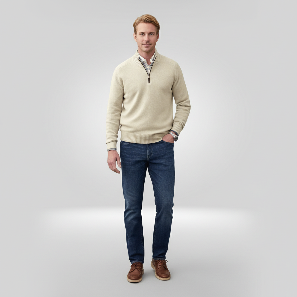 Herren Strickpullover Mit Reißverschluss Vorderteil - IdealeKleiden