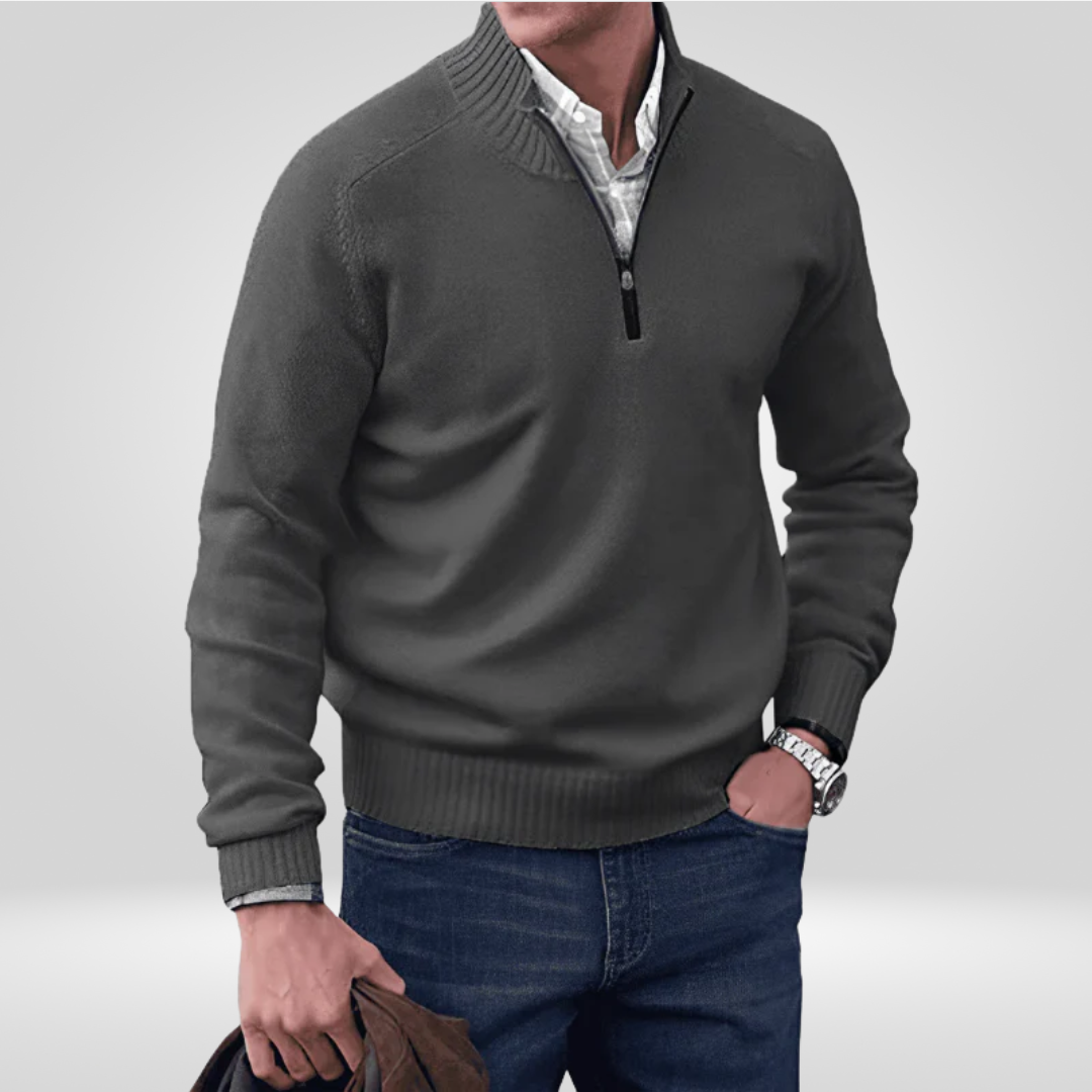 Pull en tricot zippé pour homme