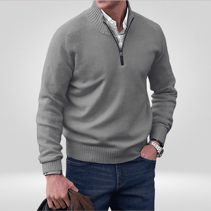 Pull en tricot zippé pour homme