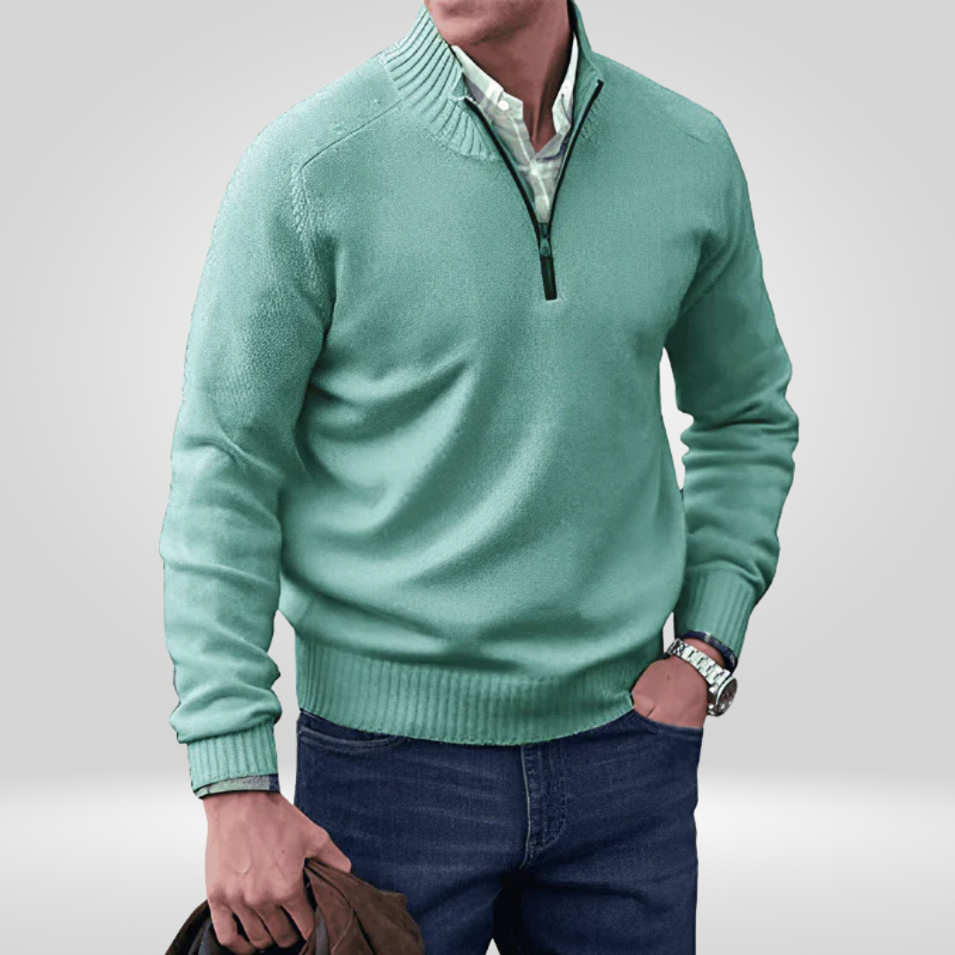 Pull en tricot zippé pour homme