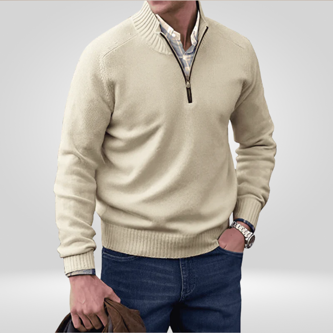 Pull en tricot zippé pour homme