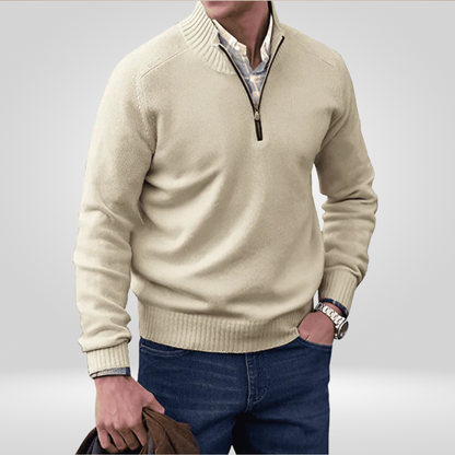 Pull en tricot zippé pour homme