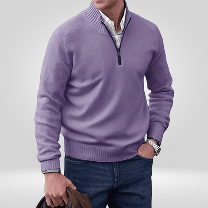 Pull en tricot zippé pour homme