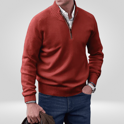 Pull en tricot zippé pour homme