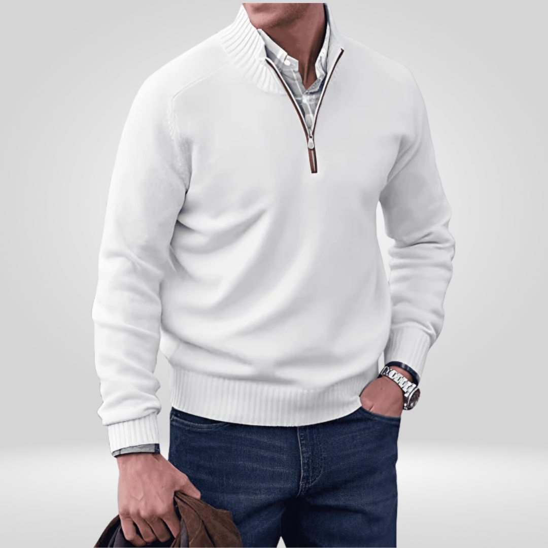Pull en tricot zippé pour homme