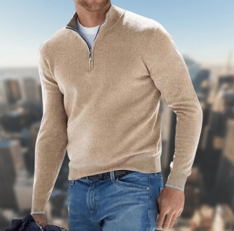 Pull homme à manches longues et quart de zip