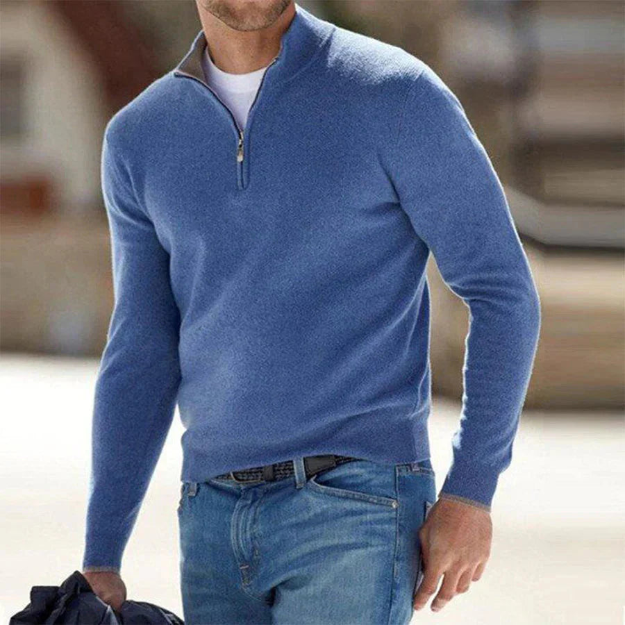 Pull homme à manches longues et quart de zip