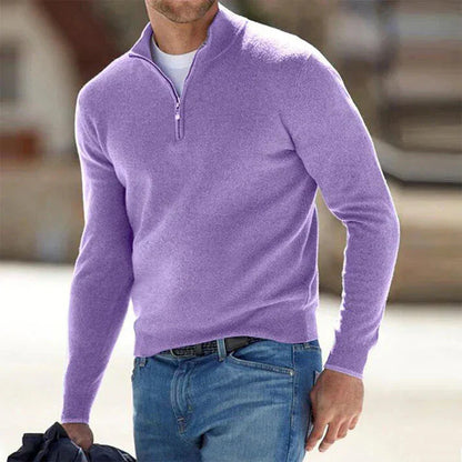 Pull homme à manches longues et quart de zip