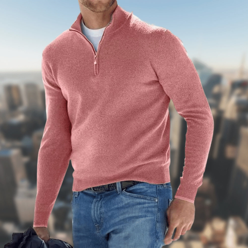 Pull homme à manches longues et quart de zip