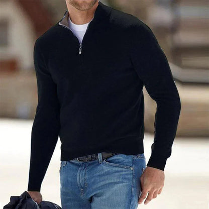 Pull homme à manches longues et quart de zip