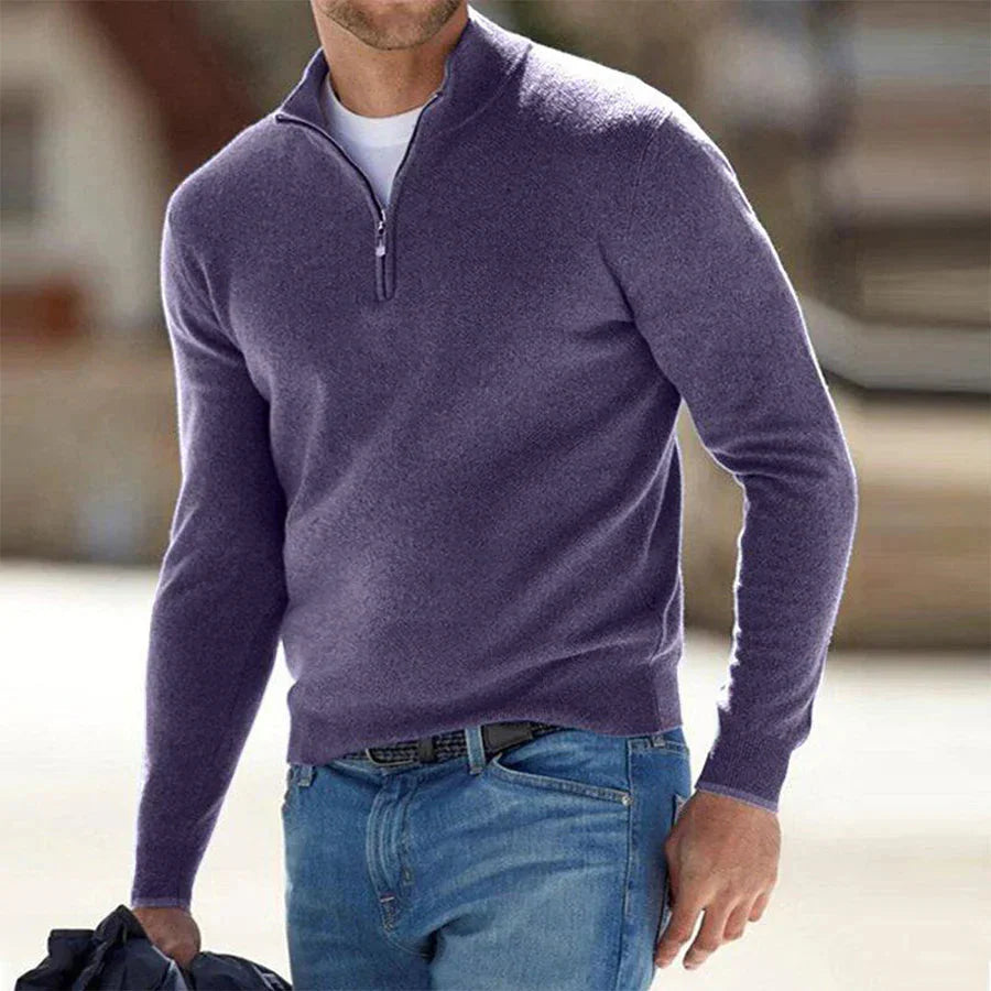 Pull homme à manches longues et quart de zip