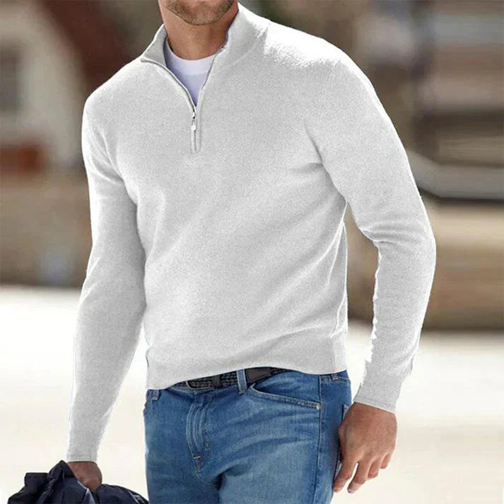 Pull homme à manches longues et quart de zip