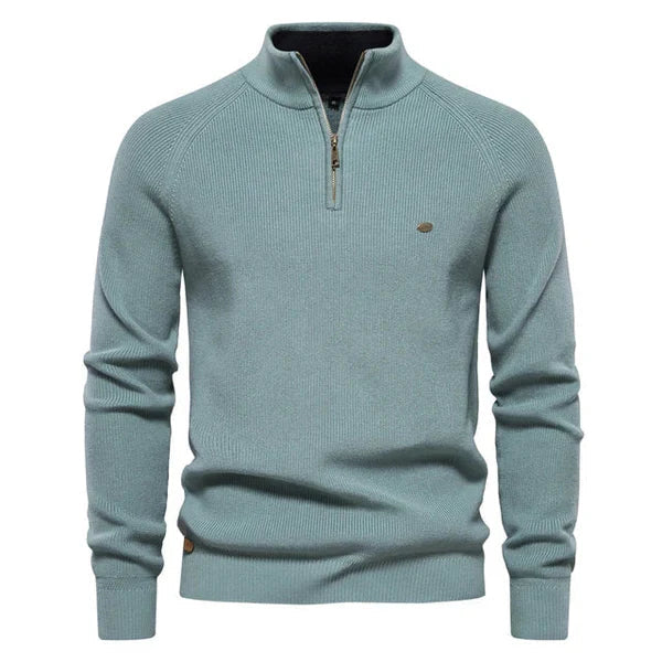 Herren Strickpullover Warm Baumwolle Quarter Zip - IdealeKleiden