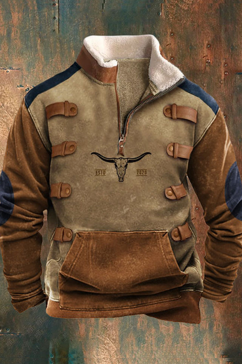 Herren Fleece Pullover Warm Känguratasche - IdealeKleiden